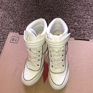 White sneaker wedges